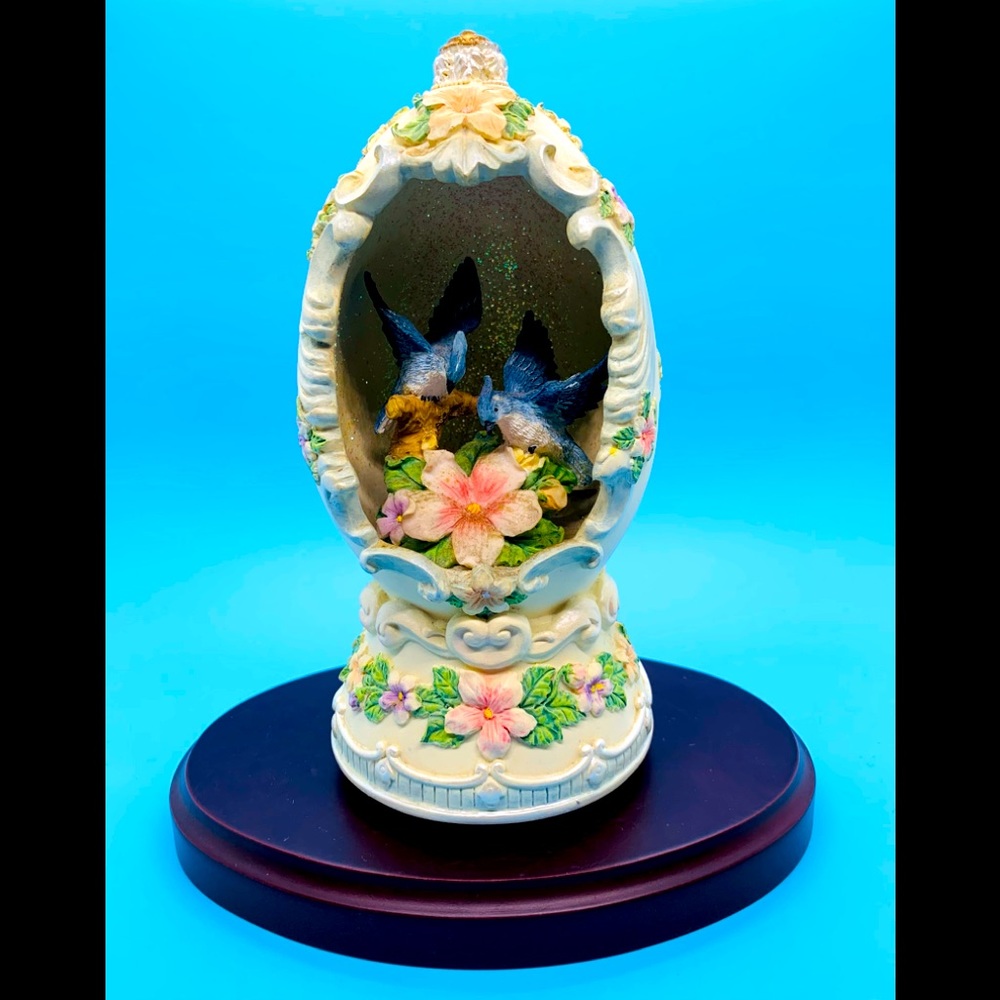 Egg Shape Music Box Birds & Flowers Plays Memory
